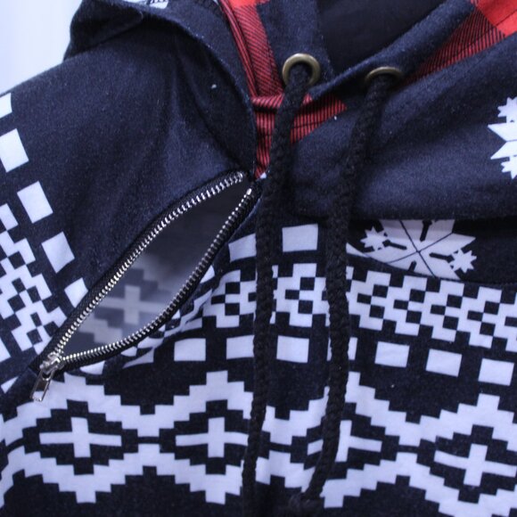 Festive Black and White Women's Hoodie - Picture 3 of 12